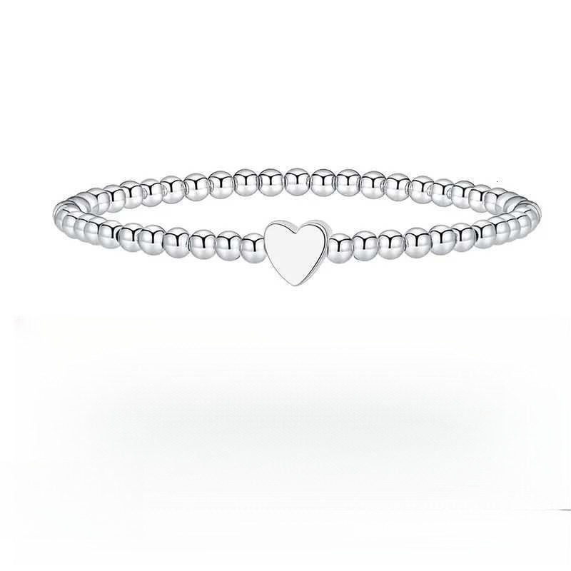 Heart shaped fashionable exquisite bead bracelet 14K silver gold-plated elastic bead handmade spherical bracelet for women's exquisite jewelry gi