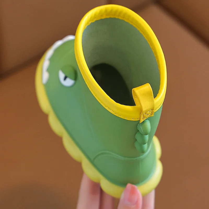 Dinosaur Childrens Rain Boots Boys And Girls Cute Anti-slip Wear-Resistant Rain Shoes Soft Soled Outdoor Waterproof Shoes 250515
