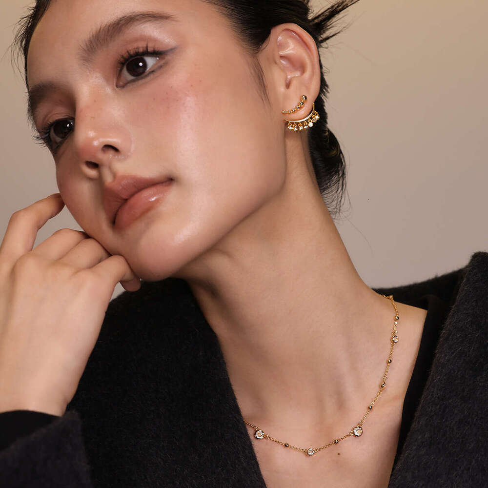 Boonee alus niche design gradient spherical metal splicing two-piece tassel zircon earrings new style