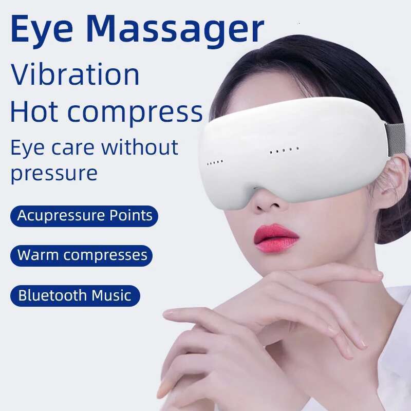 New 10D Intelligent Vibration Hot Compress Bluetooth Music Eye Massager Relax Relieve Fatigue