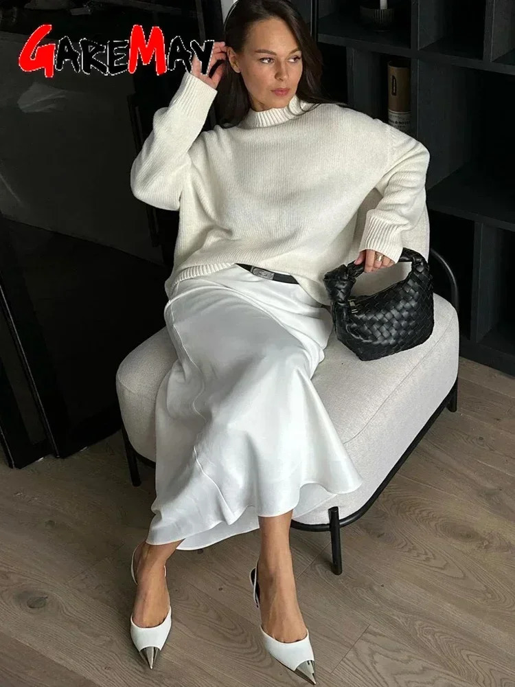 Womens Satin Skirt Brown A-line Elegant Vintage Women Midi Skirt Solid High Waist Autumn Winter Long Silk Skirts Black 2025 250514