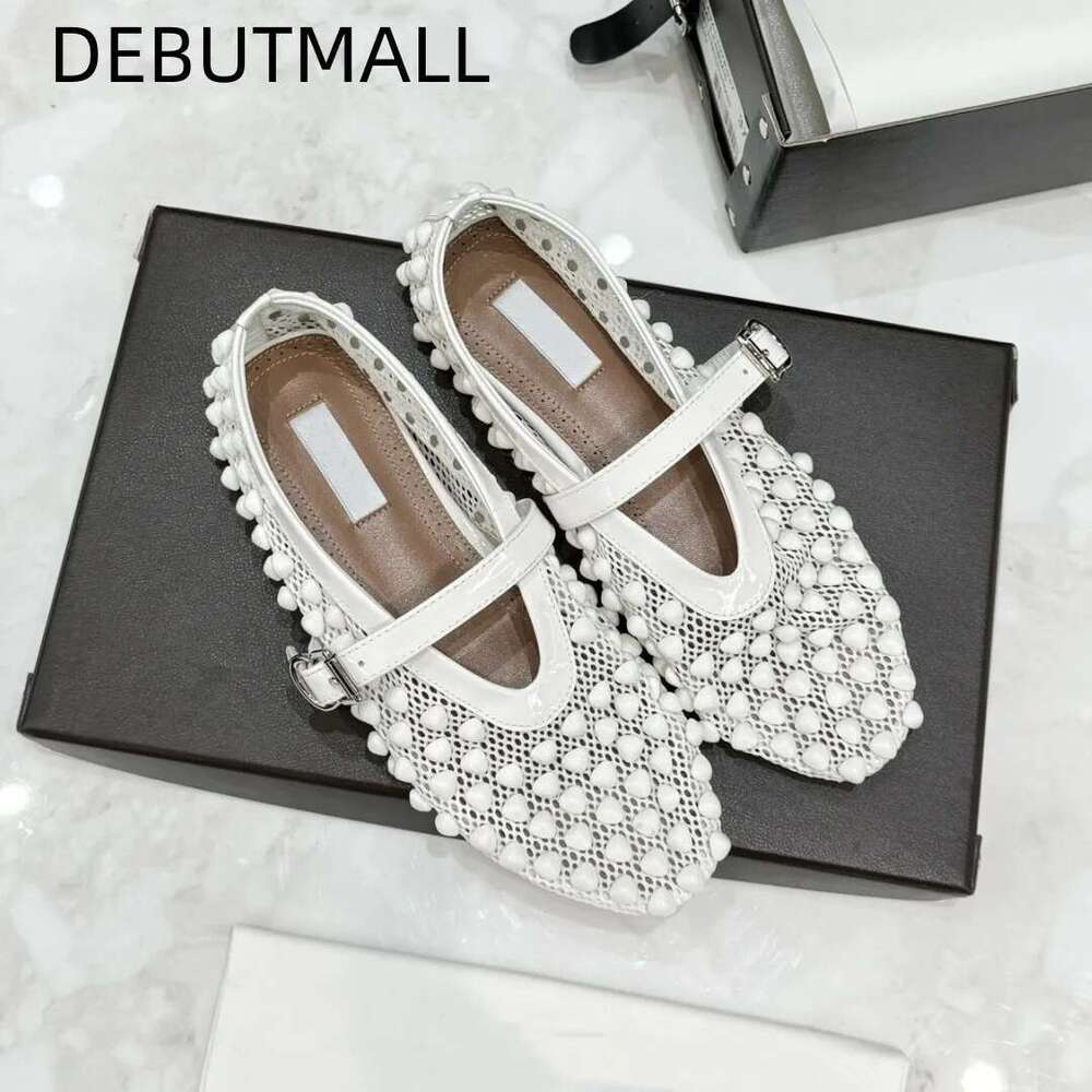New patent leather patchwork mesh heart-shaped flat bottom straight strap Mary Jane single shoe ballet shoes
