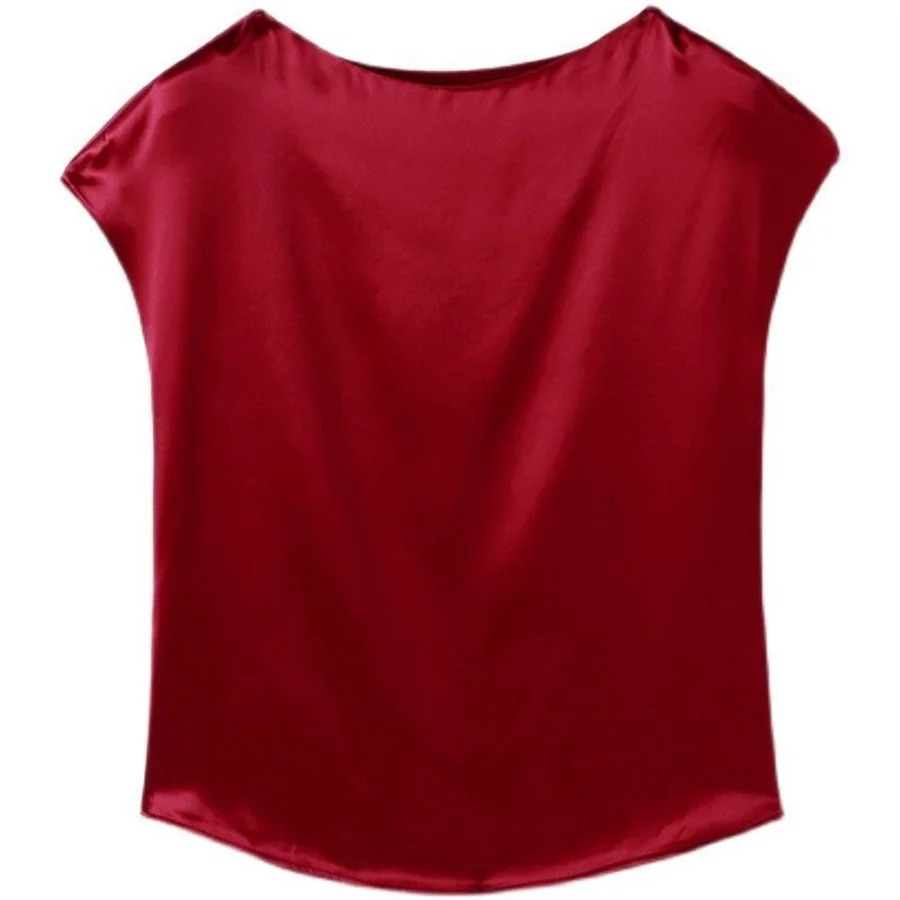 Office Lady Tops Summer Short Sleeve O-Neck Blouses Satin Blouse Women Shirts Simple Solid Casual Loose Shirt Blusas DF4904 250514