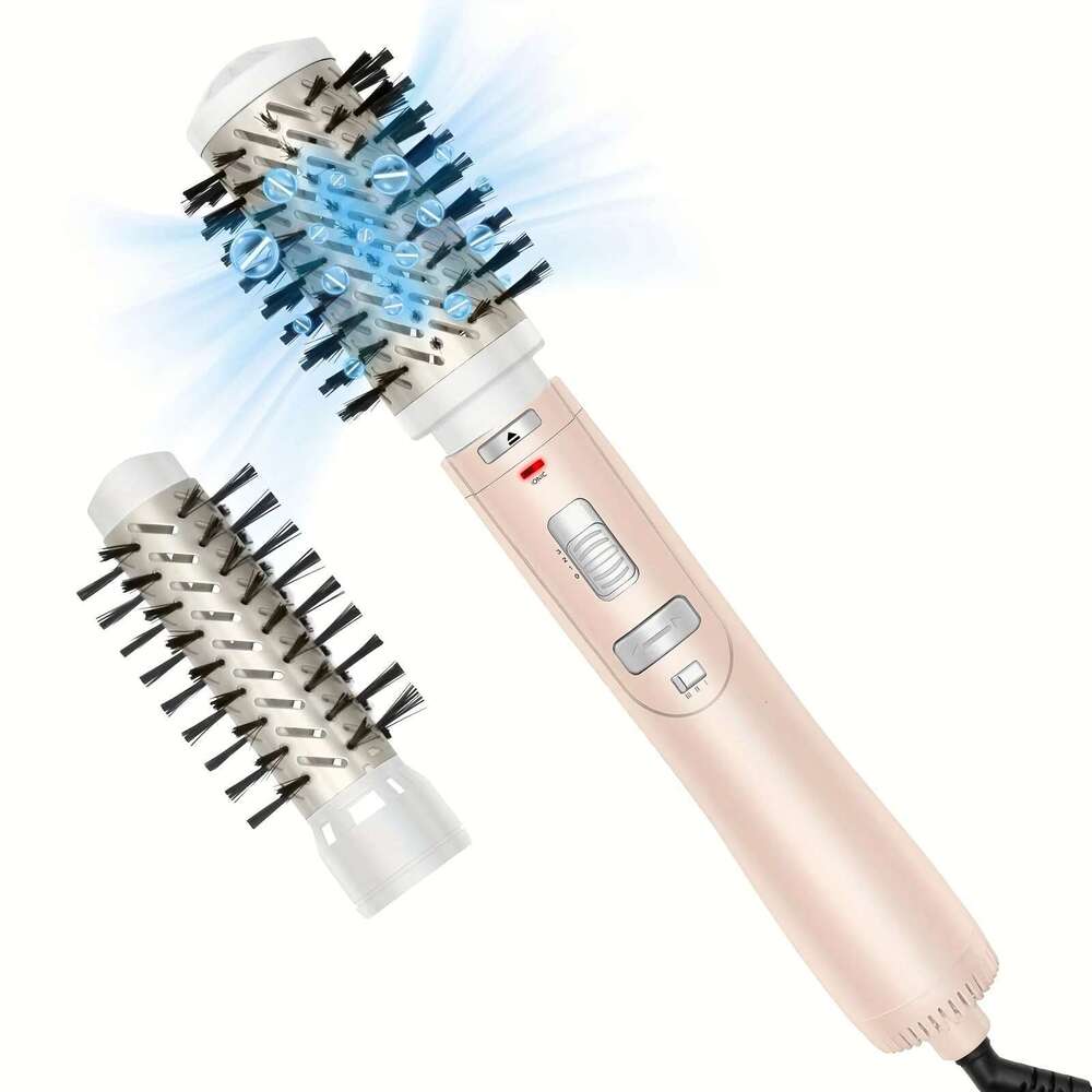 Hair Dryer 3-in-1 Rotating Round Hot Air Spin Set with 2 Brushes Blow Volumizer Auto-Rotating Curling Brush