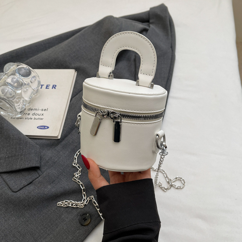 Korean Luxury Bag Version Double Zipper Fashionable Cylindrical Mini Chain Shoulder Crossbody New Free Delivery Designer Bag Women's Bag Simple A