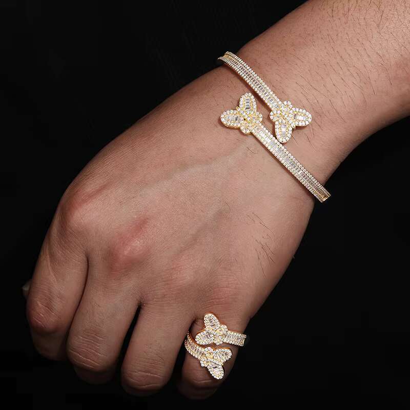 Gra Certified Baguette Moissanite 925 Sterling Silver Bangle Pass Diamond Tester Iced Out Butterfly Bangle Bracelet