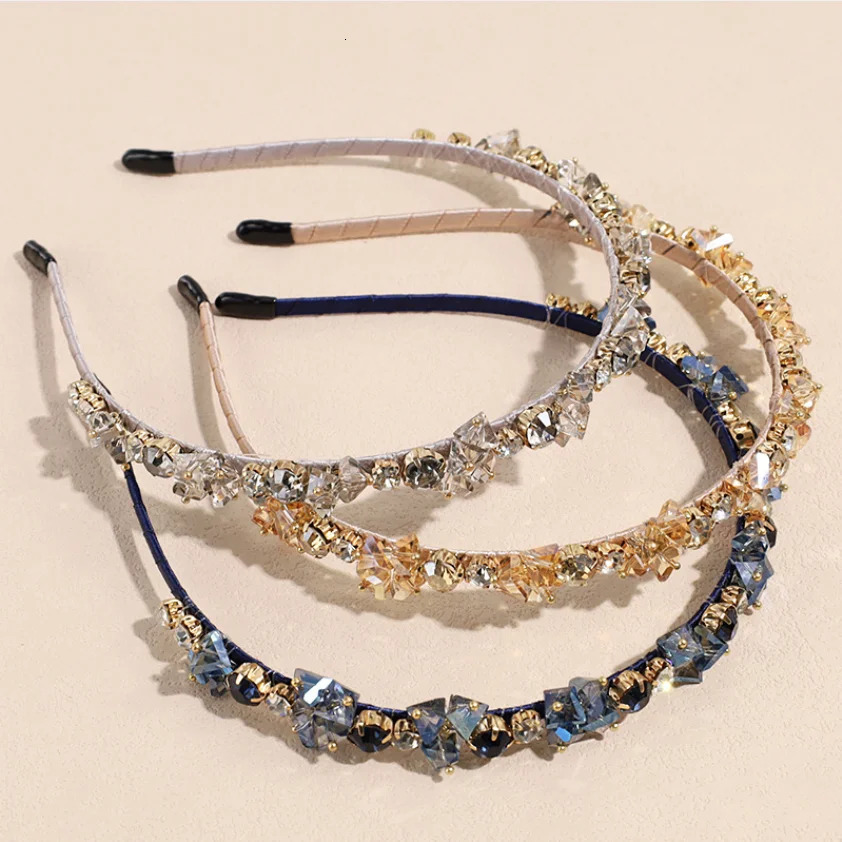 Fashion Crystal Bezel Headwear Women Headband Girls Vintage Hair Bands Hairband Hoop for Wedding Party Hair Jewelry Accessories 250509