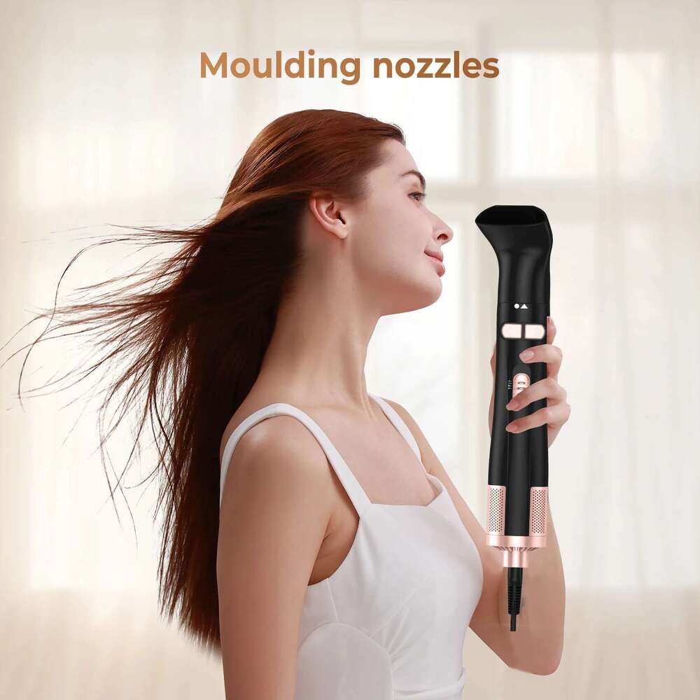Hair 5 in 1 Blow Dryer Spinning Curling with 2 Rotating Brushes (1.5" & 2") Hot Air Brush Style