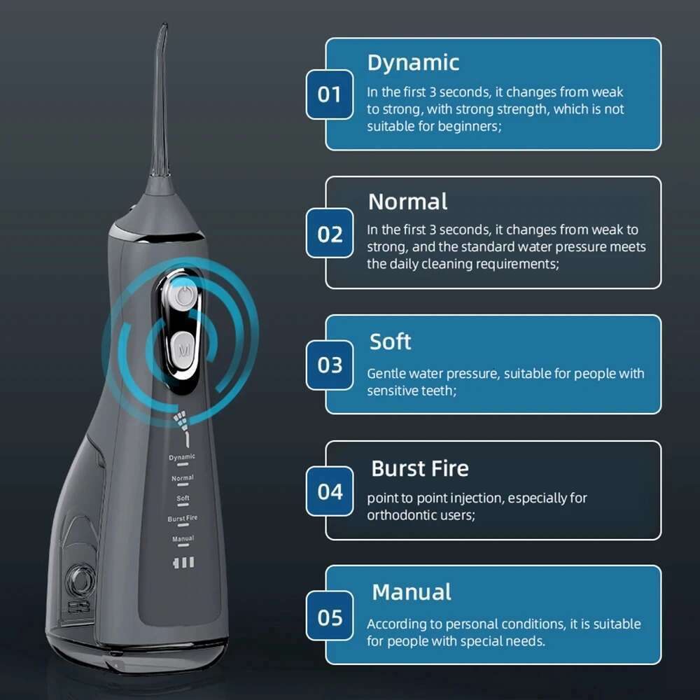 Oral Irrigator Portable Water Flosser Dental Pick 5 Modes 360° Rotated Jet For Cleaning Teeth Thread Floss Mouth Washing hine