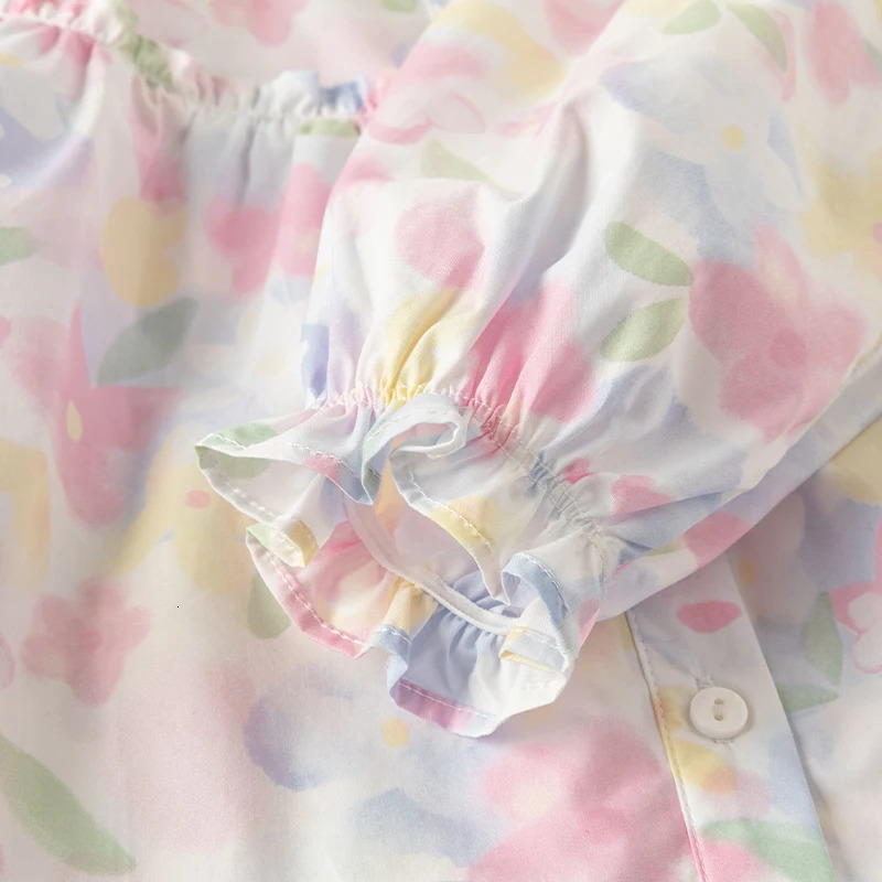 Dave Bella Spring Baby Girl Clothes Long Sleeve Blouses Floral Cotton Kids Shirts Children Kids Tops DB1240032 250515