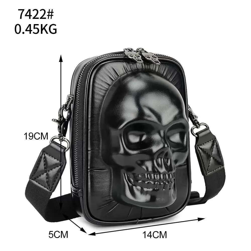 2024 Personalized Black Skull Skeleton Shaped Crossbody Handbag Sling Bag For Men