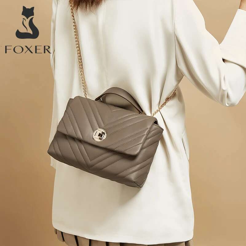 FOXER Premium Women's Flap Shoulder Cossbody Fashion Split Leather Underarm Bag For Lady High Quality Christmas Gifts