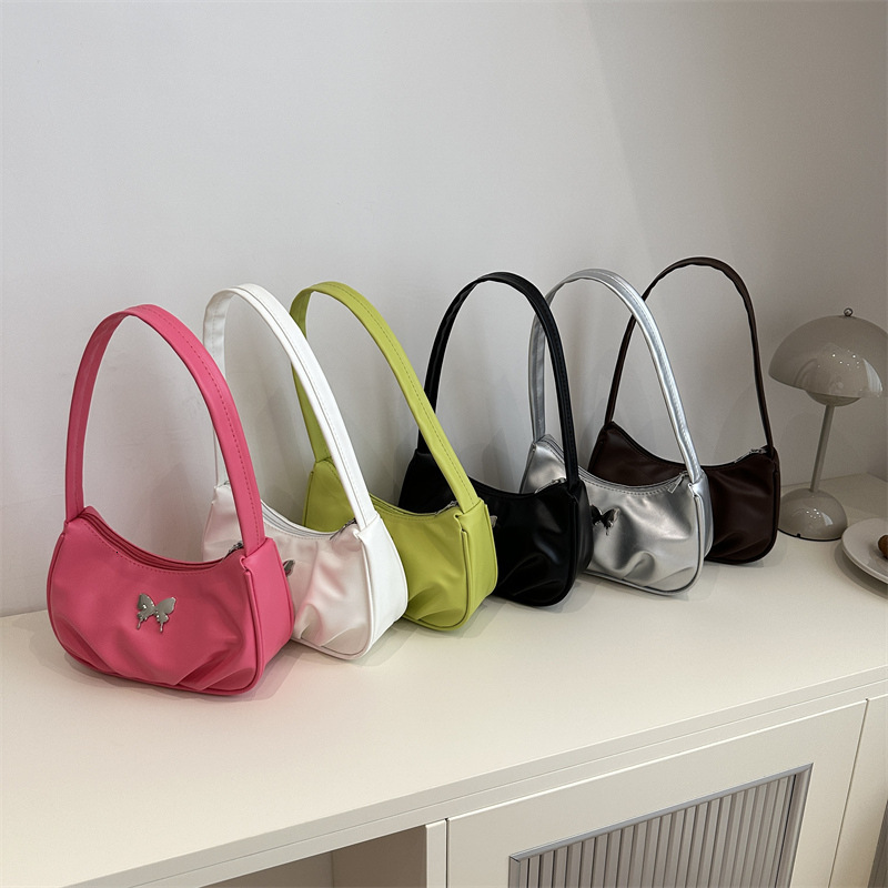 Free shipping on 2025 new designer bags Fashion bow niche underarm bag women's pleated handbag popular versatile and stylish shoulder bag
