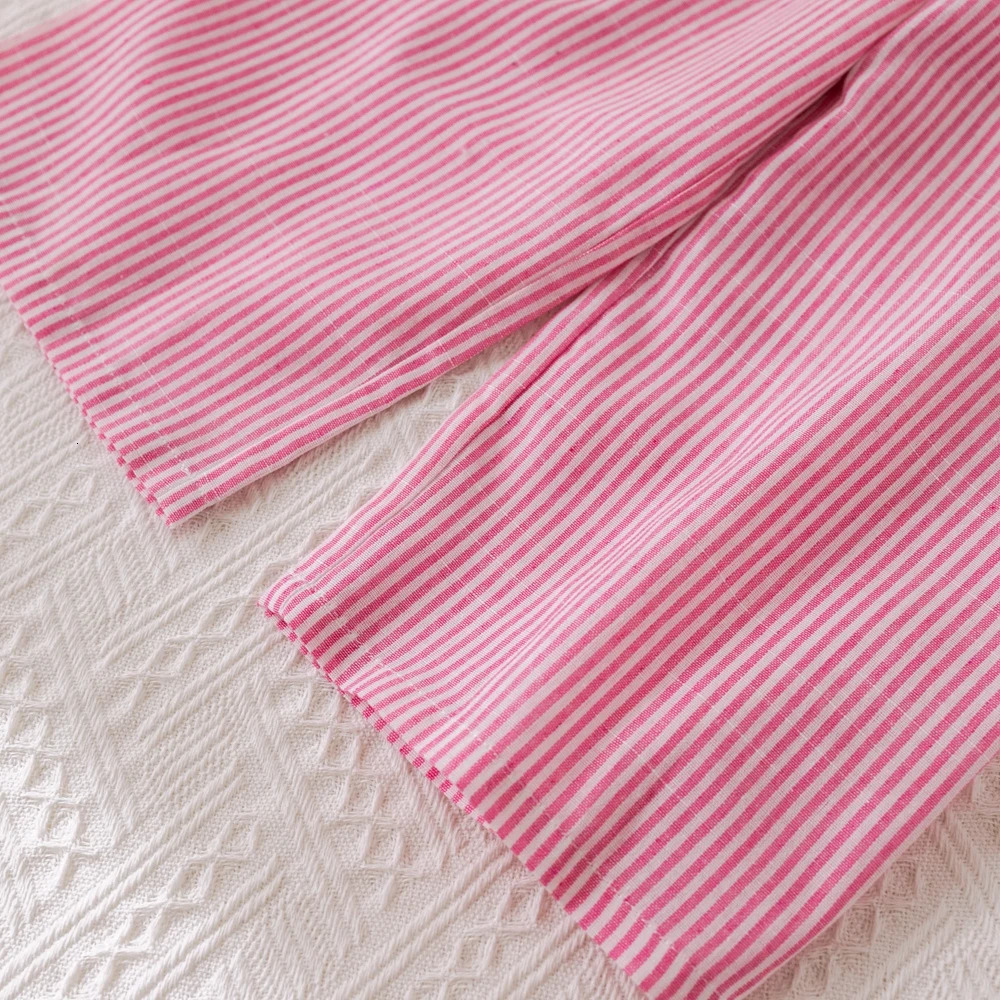 Humor Bear Summer Girls Suits Pink vertical stripe Bow Sleeveless Vest TopPants Two-piece Set Sweet Kids Clothing Sets 250515
