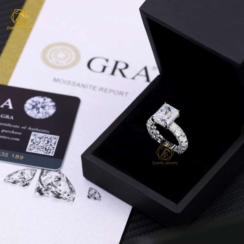 Radiant Moissanite Dia Ring Sterling Sier Engagement Fine Jewelry for Men