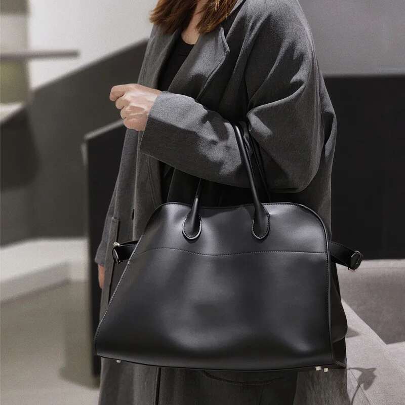 Donna-in First Layer Cowhide Handbag Genuine Leather Women Commute Casual Top Handle Bag Large Capacity