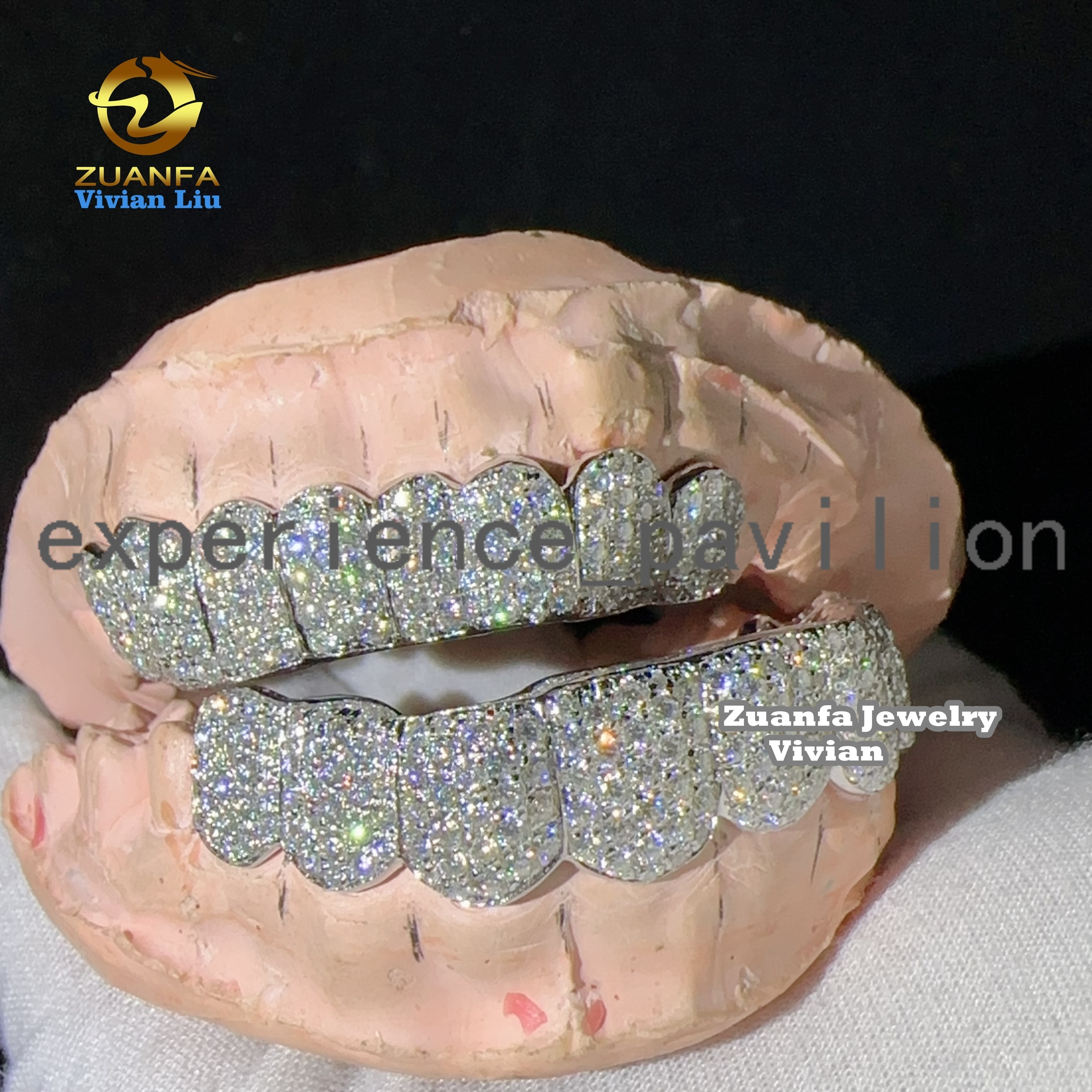Honey Comb Setting Grillzs D Color VVS Iced Out CUstom Buss Down Hip Hop Jewelry Fashion Diamond 925 Silver Grillz