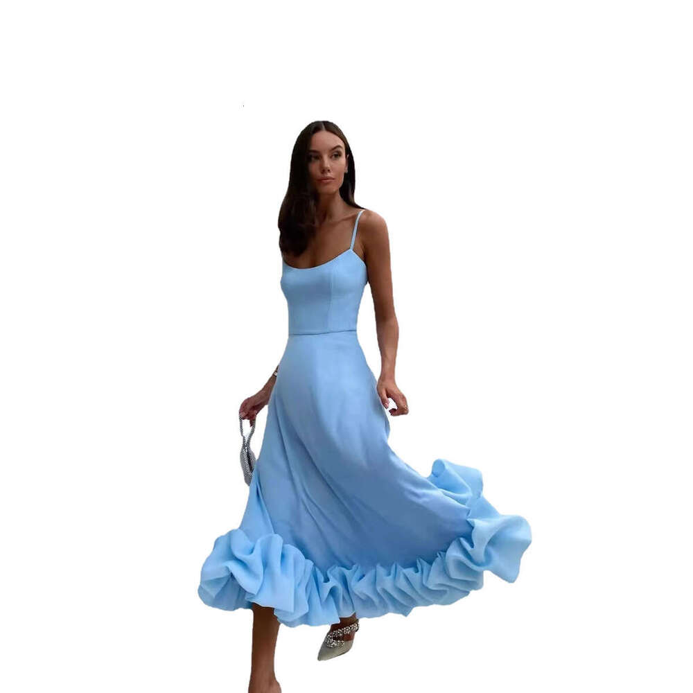White Dress Maxi Dress 2023 Spring/Summer Women's New Fashionable Hanging Strap 3D Flower A-Line Dress KQ