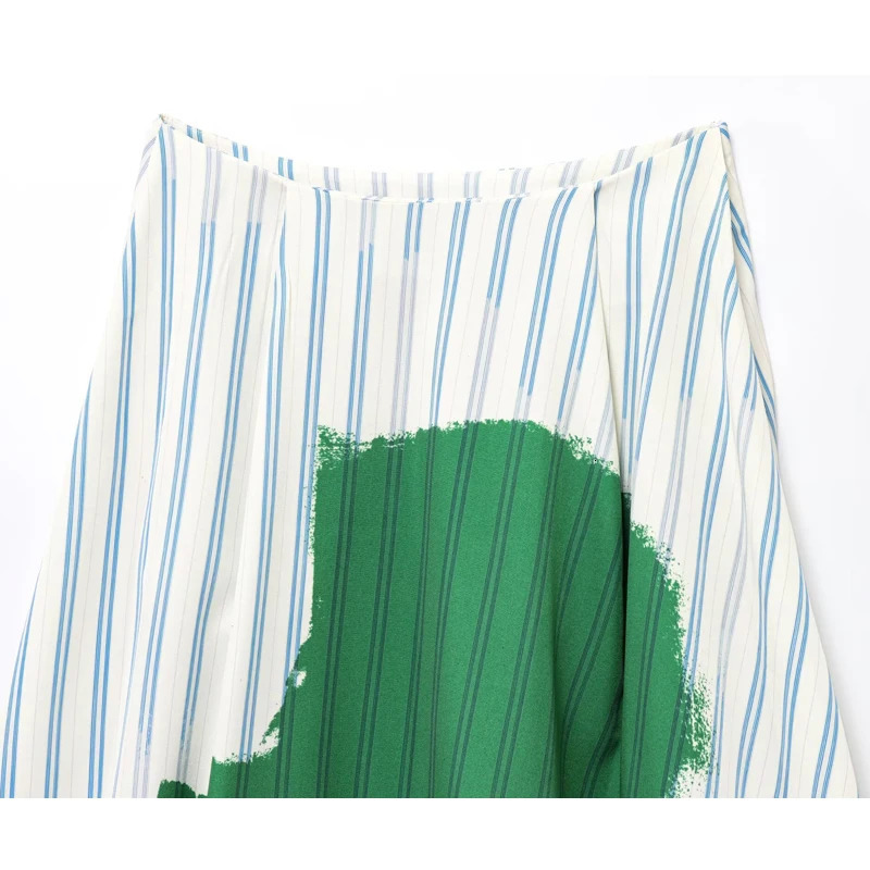 TRAF Striped Long Skirts for Women Print Flared Womens Skirt Sets Summer Mid Waist Midi Woman Holiday Outfits 250515