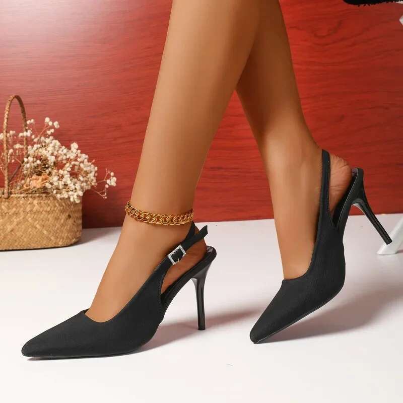 Leopard Print Shoes 2025 Summer New Item with Exposed Heel and Mixed Strap High Heels Pointed Women's Sandals