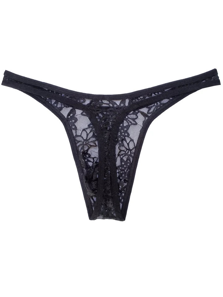 Hollow Out Lace Men Sexy Transparent Thong Underwear See Through Sissy Personalized Jockstrap Man Underpant Erotic HT145 250515