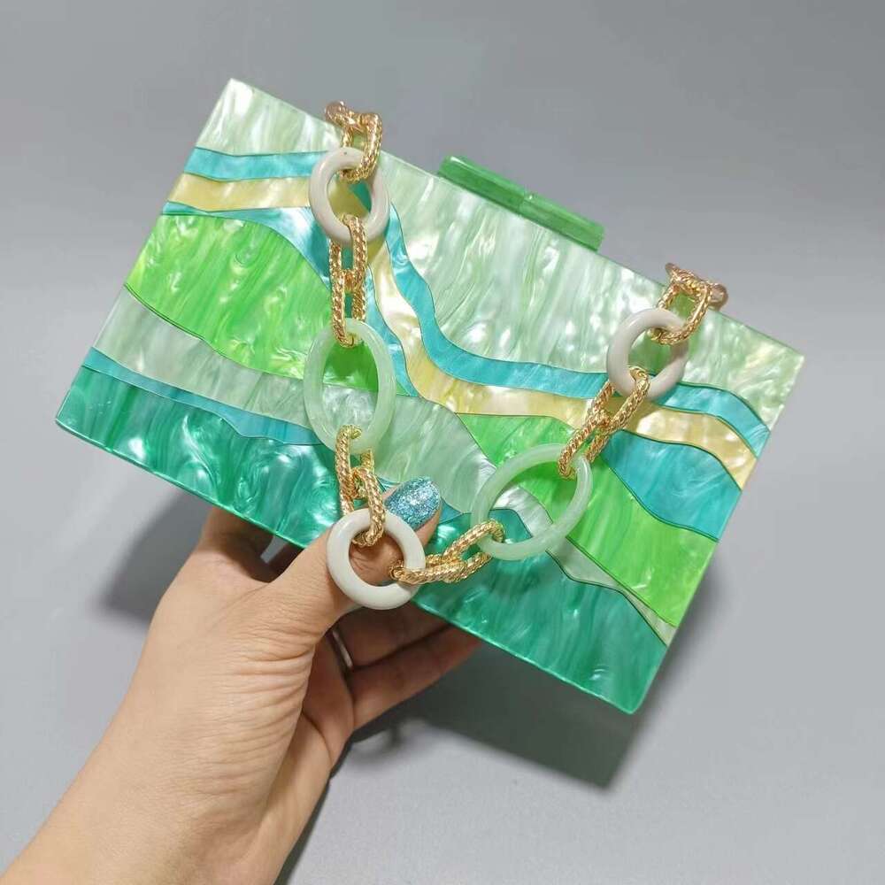 Ladies' New Color Blocking Splicing Acrylic Dinner Bag Single Shoulder Diagonal Cross Wedding Banquet Handbag