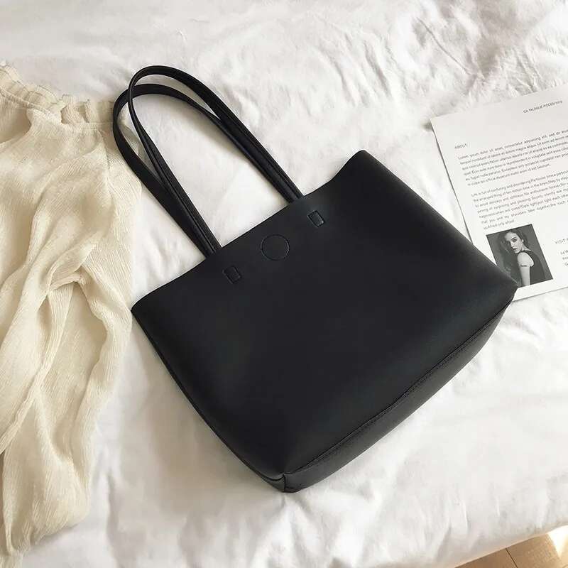 Women's PU Leather Tote Large Capacity Versatile Handbag Crossbody For Simple Shoulder Messenger Bag