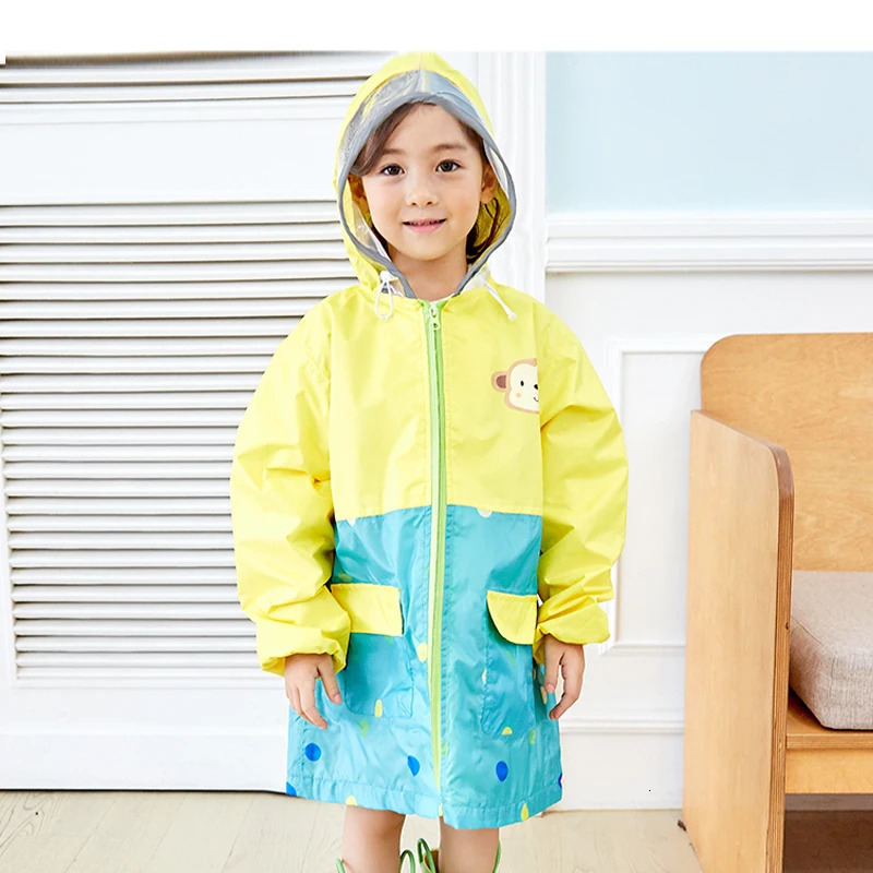 Baby Raincoat Children Monkey Rain Poncho Kindergarten Boys Girls Waterproof Jacket Camping Travel RainWear With Breathable Mesh 250515