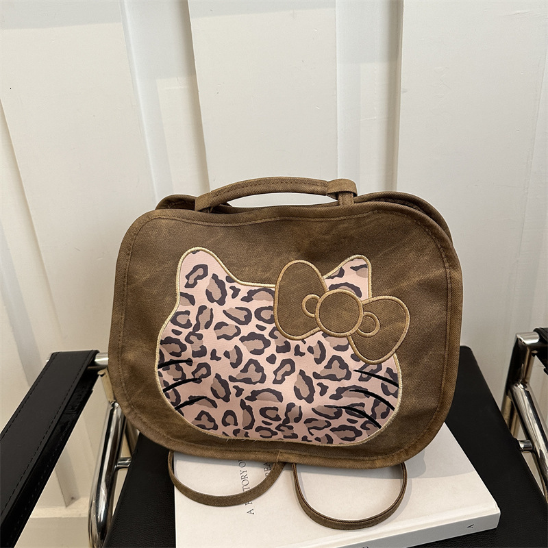 Free Delivery Designer Bag Cartoon Cute Cat Underarm Panther Pattern Backpack Women's Winter 2025 Korean Edition Tote Big Bag Luxury Bag
