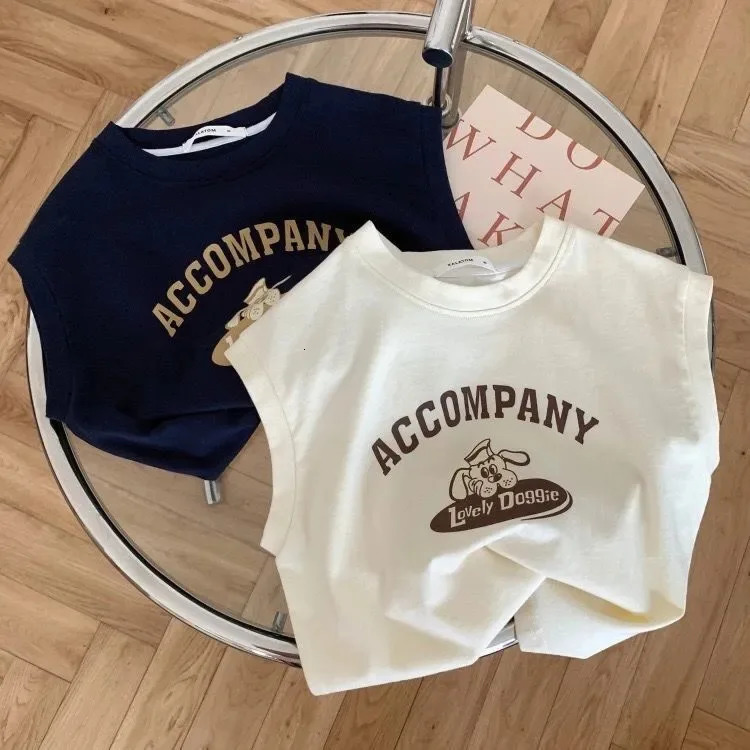 Summer Korean Children Boys Vest Cotton Letter Print Infant Babys Boys T-shirts Loose Round Collar Toddler Kids Boys Tank Tops 250515