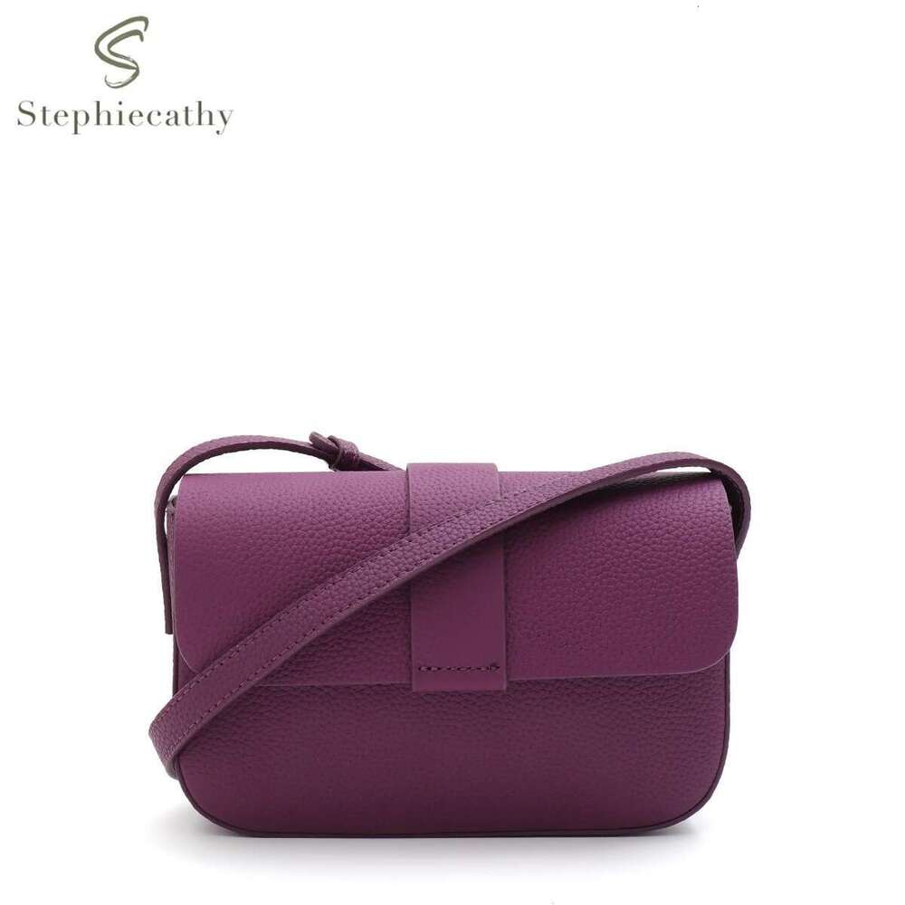 Simple Style Genuine Leather Messenger Bag Women Solid Color Fashionable Flap Sling Purse Mini Portable Daily Casual Versatile