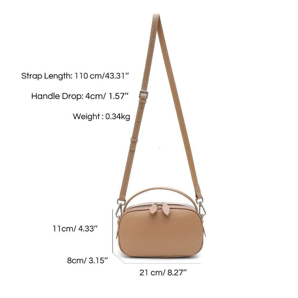 Women's Plain Solid Color Minimalist Vegetable Tanned Leather Top-Handle Cross Body Bag Real Cowhide Small Fashion Chic Daily