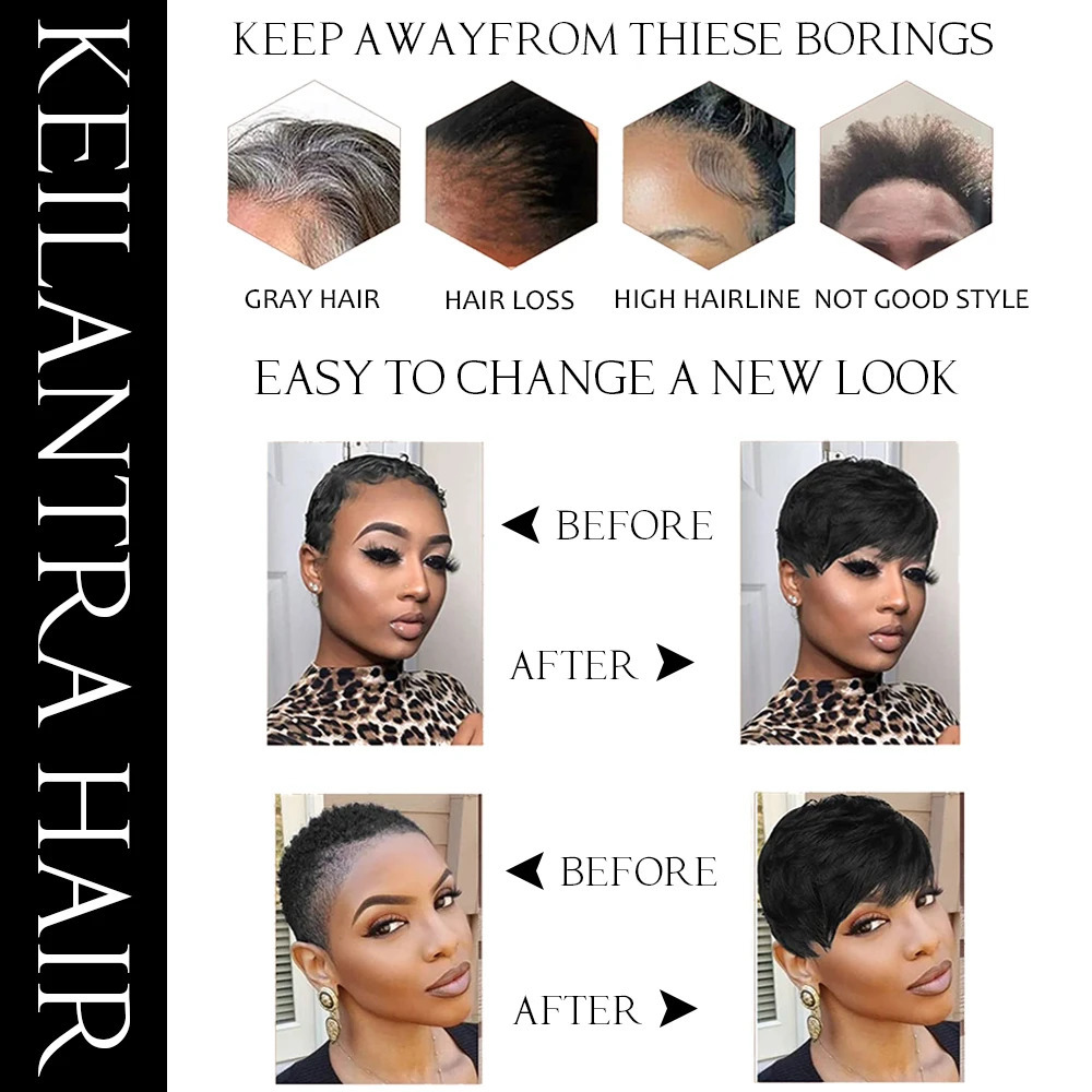 Short Pixie Cut Wig Human Hair For Black Women Machine Made Wigs With Bangs Short Wig Human Hair Wigs 250512