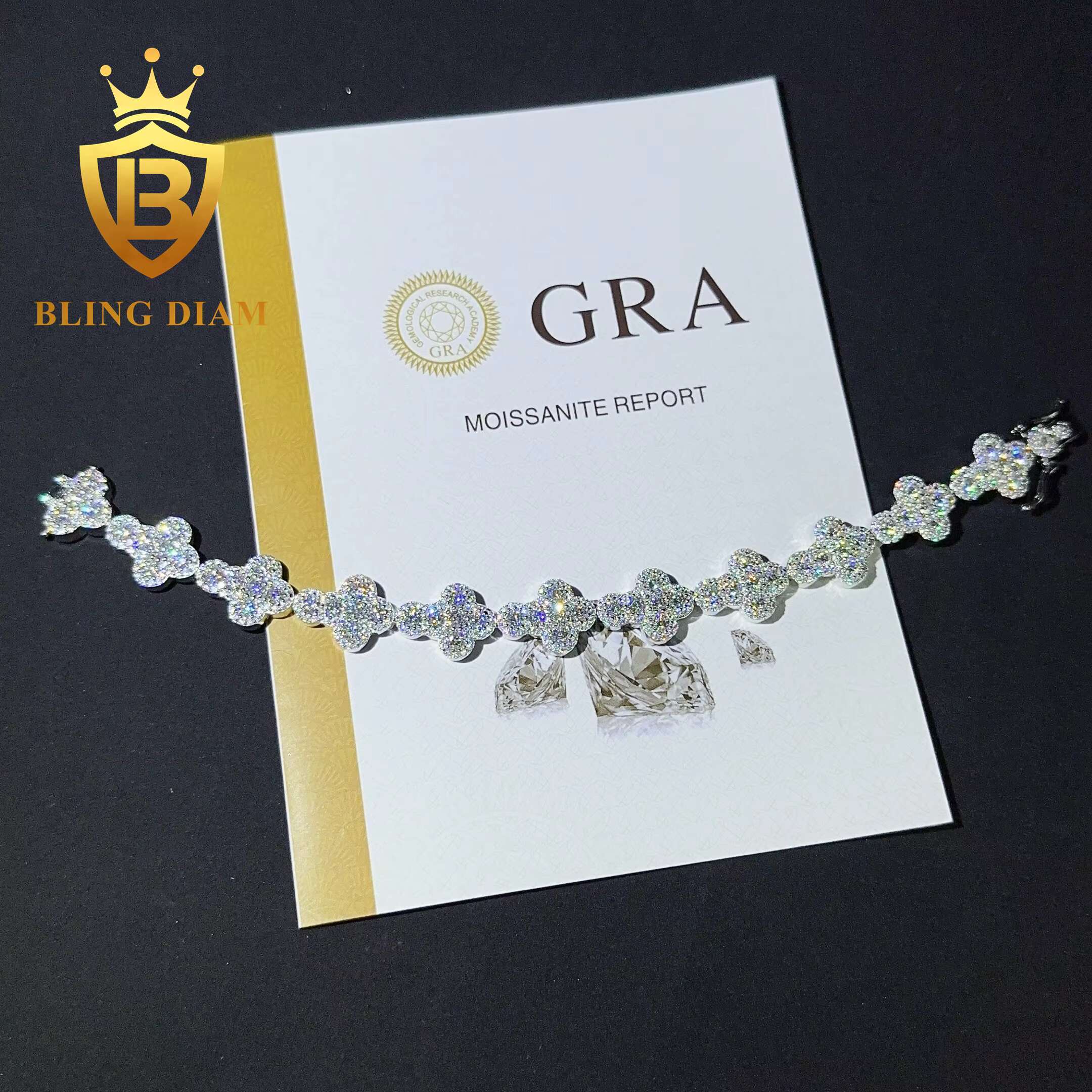 Iced Out Hip Hop Jewelry Custom Cross Design Moissanite Diamond Fashion Cuban Link Chain Bracelet for Men and Women Pass test