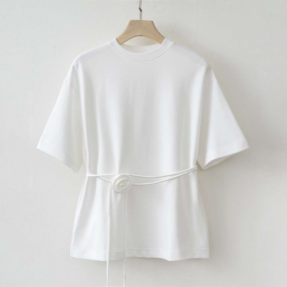 2025 Summer Basic Yellow White Flower T shirt Top
