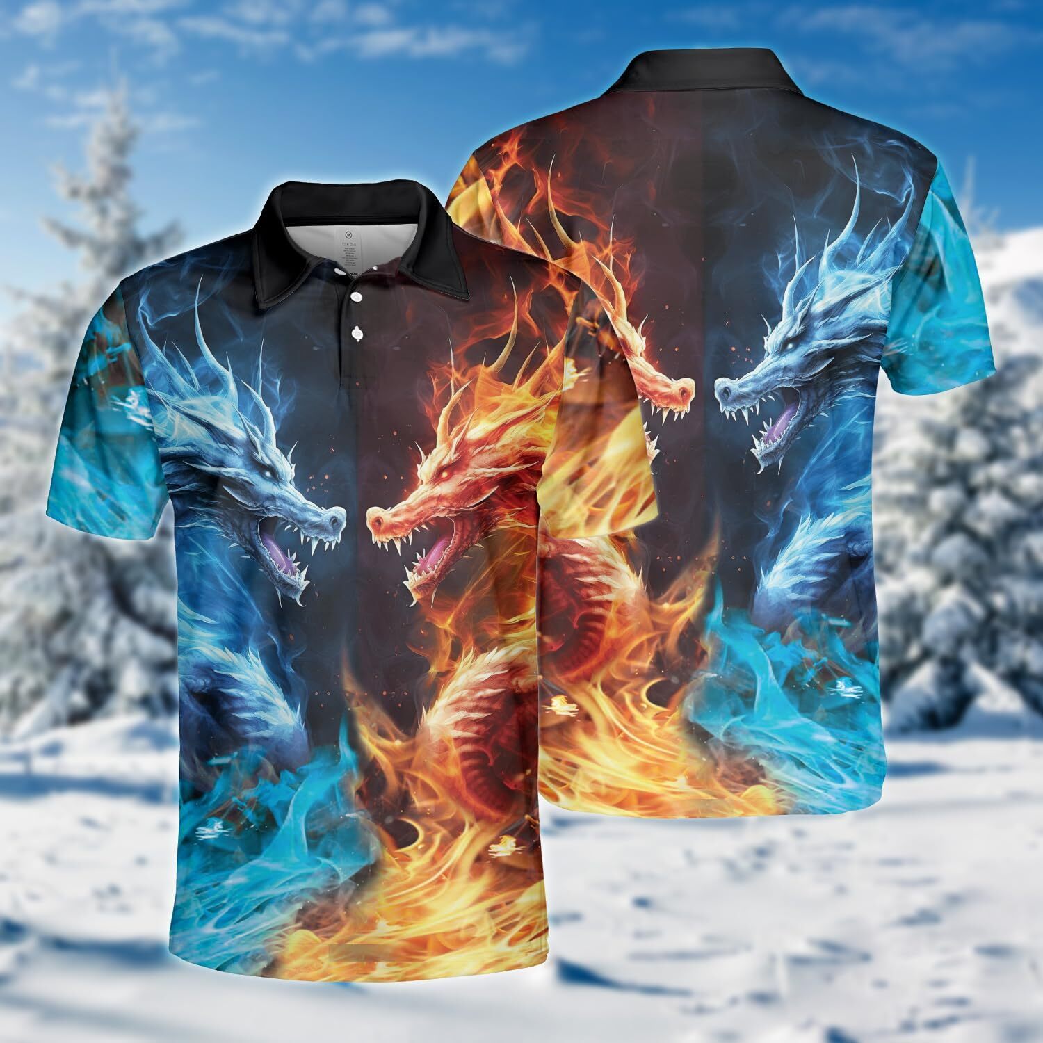 Mens Polo shirt Men's Dragon Polo Shirts -Magical Animal Mens Polo Shirts Short Sleeve Dry Fit Moisture Wicking Series