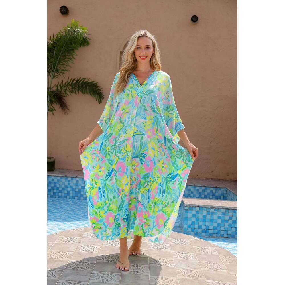New European American style cotton beach cover for vacation, loose and sun resistant bikini robe, 2025 new casual fashion trend clothing