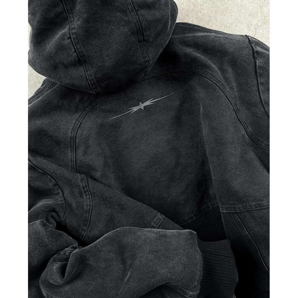 Y2k Zip Up Hoodies Women Street Hip Hop Retro Fashion High Quality Embroidery Washing Long Sleeve Coats Loose Hooded Sweatshirt Designer