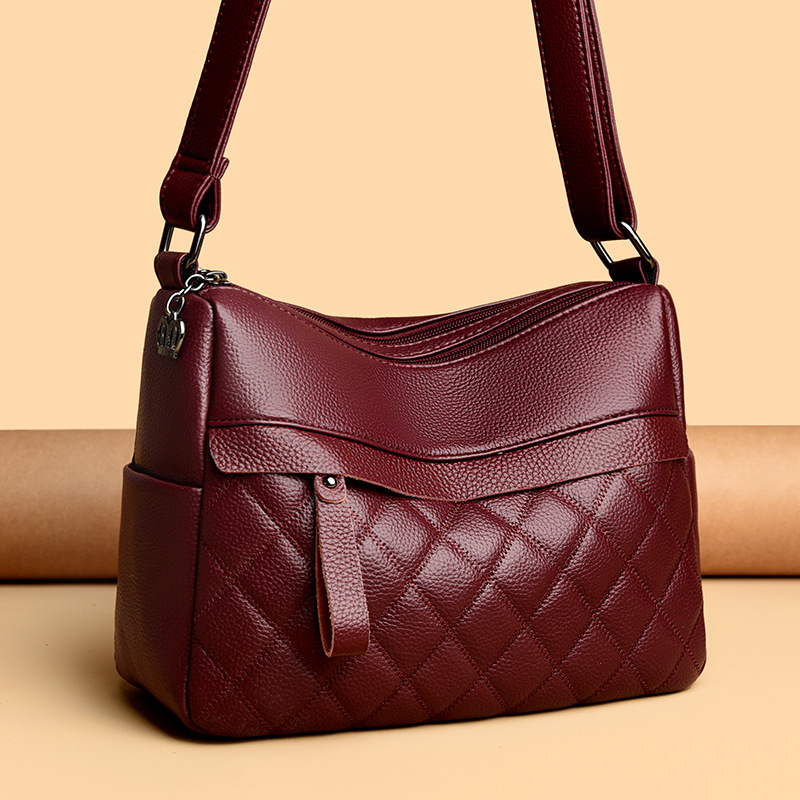 New women's multifunctional layered shoulder bag, crossbody bag, retro high-end texture, solid color crossbody bag, casual and simple style desig