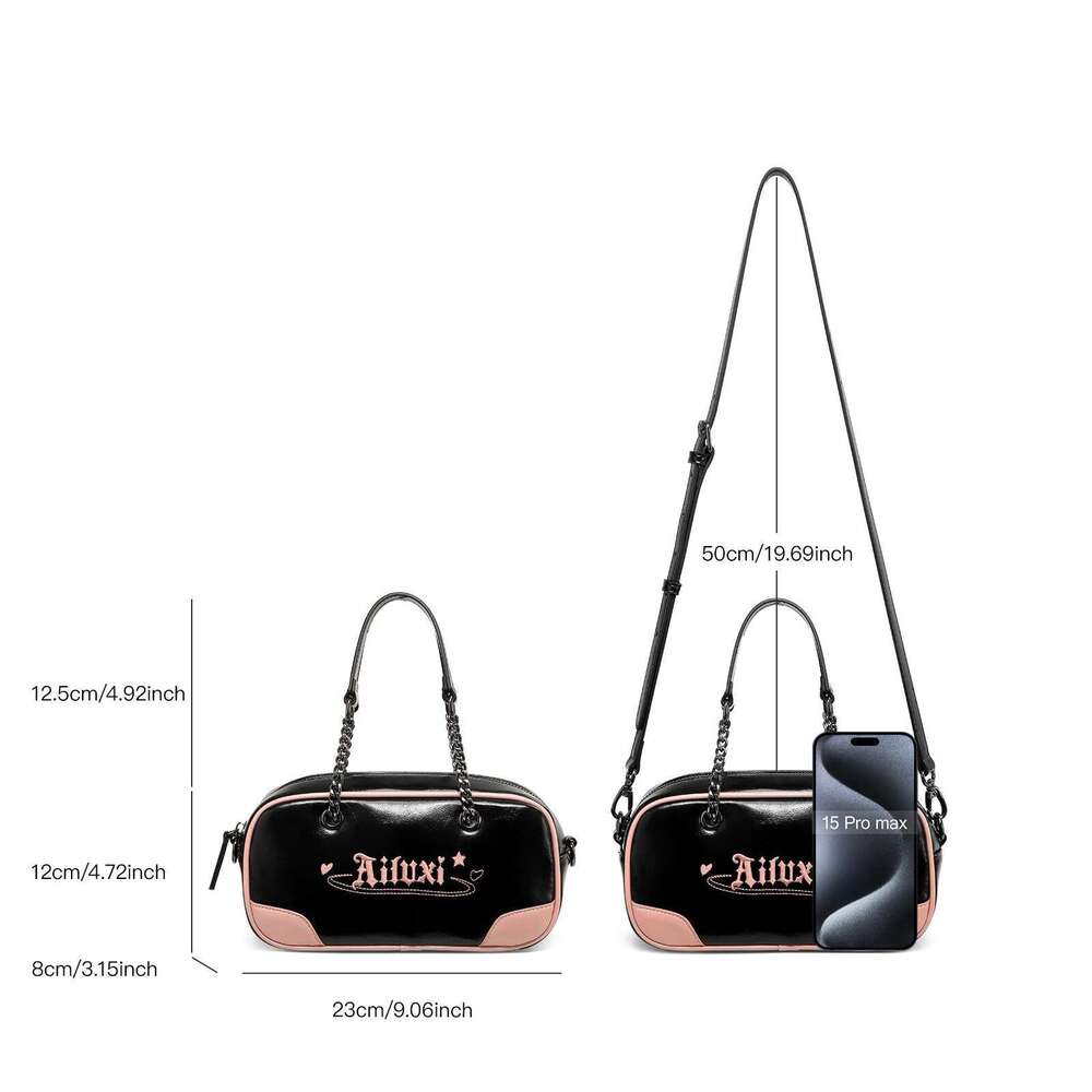 AILUXI New Original Design Boston Replica Bowling Bag Textured Leather High-Quality Premium Handbag