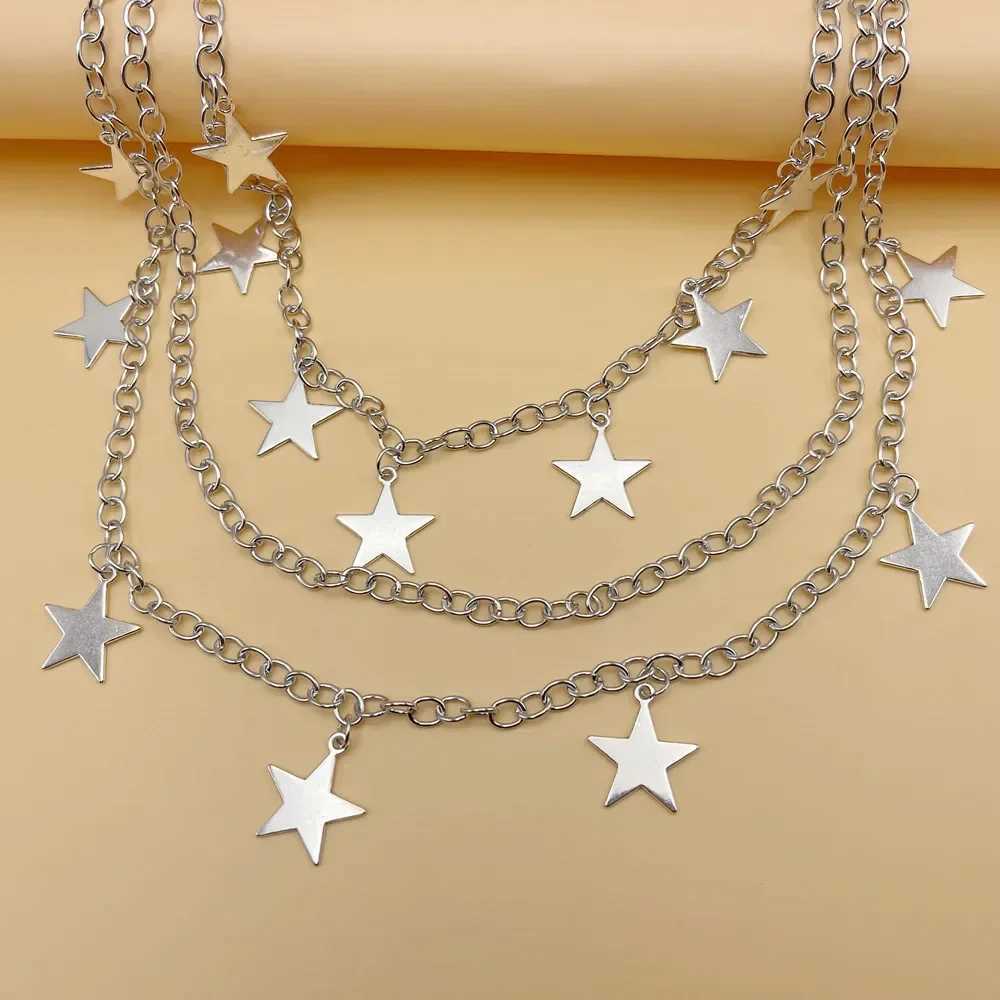 Hip Hop Punk Belt Chain Pentagram Pendant Waist Belts Ins Korea Fashion Personality Multi-layer Metal Chain Menwomen Pants Chain Y250515