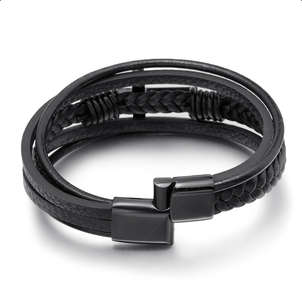 Sophisticated Designer Style Magnetic Cross Necklace for Him | High-Quality Genuine Leather Strap