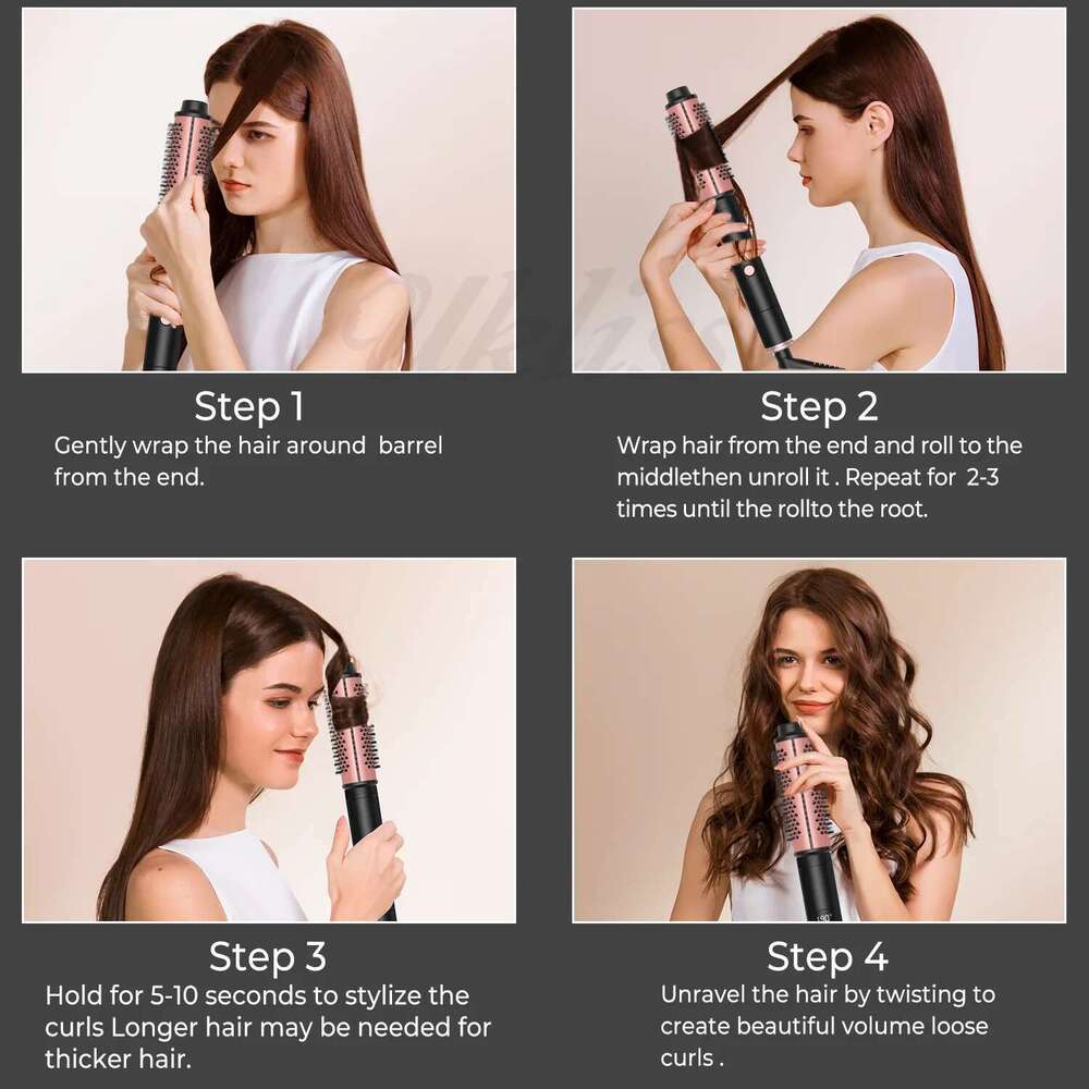 Thermal Heated Ceramic Curling Iron Volumizing with 3 head Heating Round Brush Travel Hair Curler Comb