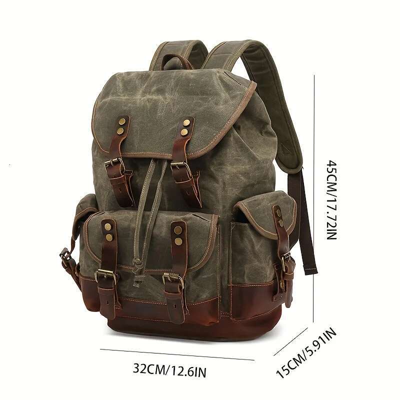 Vintage Men's and women's backpacks Outdoor sports bag waxed canvas waterproof travel computer backpack