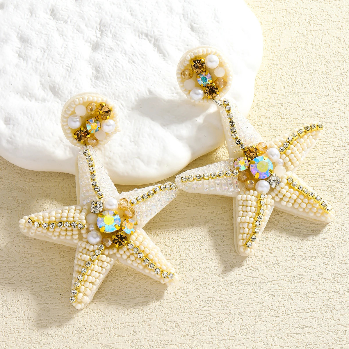 Creative Starfish Dangle Earrings For Women Bohemia Handmade Rice Beaded Sea Animal Jewelry Summer Beach Statement Accessories 250515