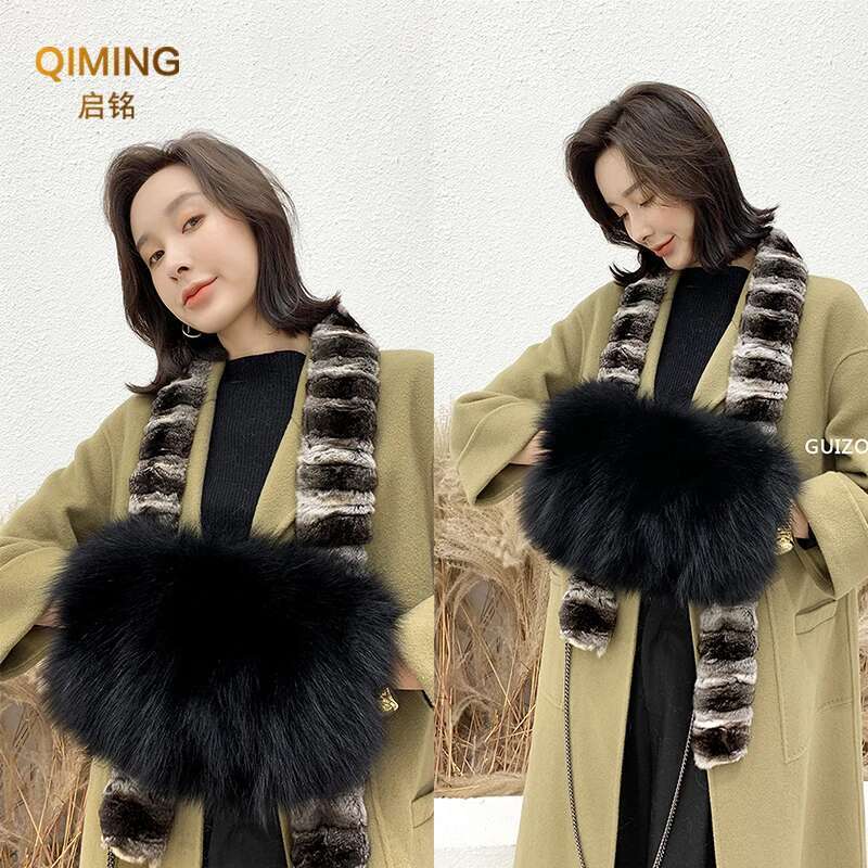 Fashion Designer Purse Real Fox Women Winter Chain Shoulder Purses And Handbags Fur Handbag Large Clutch Bag