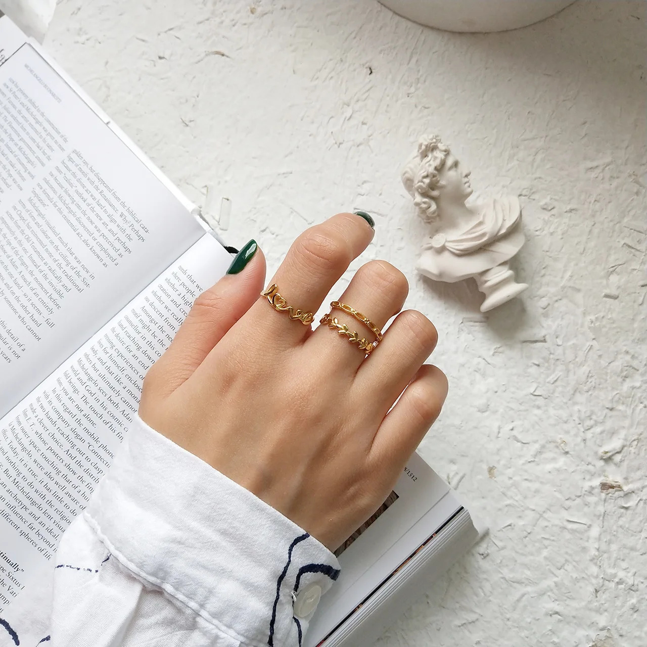 925 Sterling Silver Korean Version Simple LOVE Leaf Ring Women Small Cute Proposal Party Jewelry Girlfriend Gift 250515