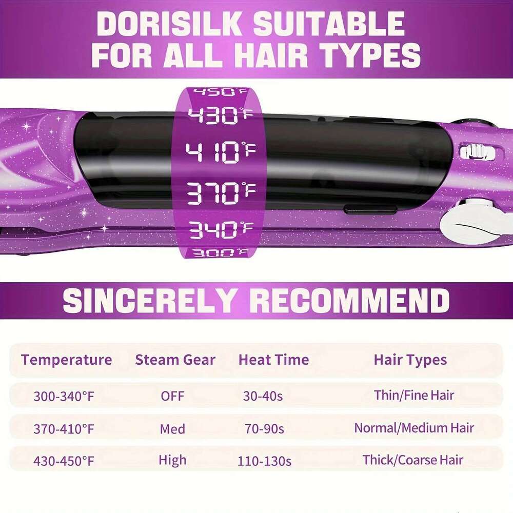 Steam Straighteners for Hair Professional Salon Ceramic Tourmaline Vapor Flat and Curler 2 in 1 Straightening Curling Iron