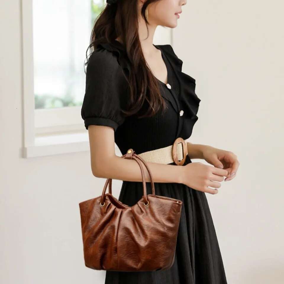 Pleated Summer Small Casual Tote Bag High Quality Leather Ladies Hand For Women Shoulder Crossbody Bags Sac A Main