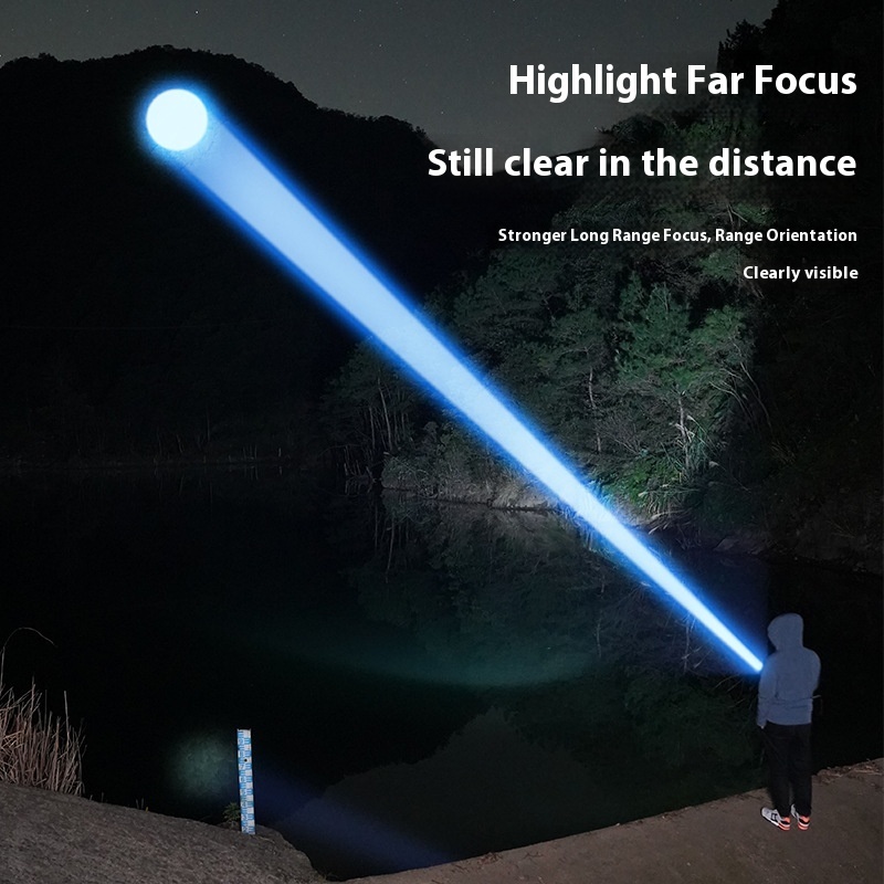 Ultra bright laser flashlight outdoor camping atmosphere light with expandable zoom, large capacity rechargeable, and long-lasting battery life hot-sa